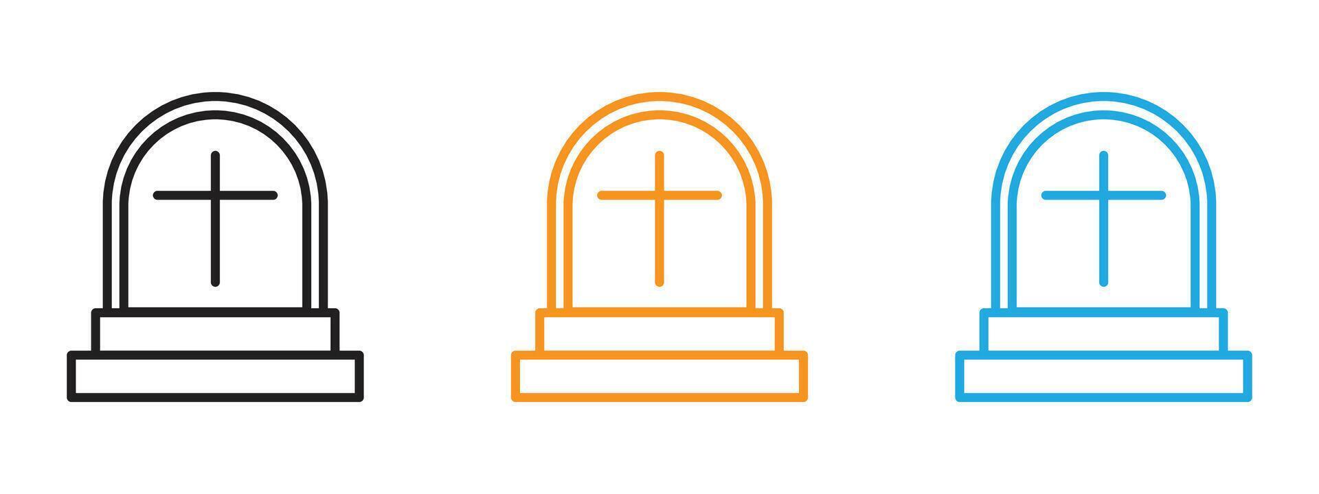 Tombstone icon Thin line illustration set vector