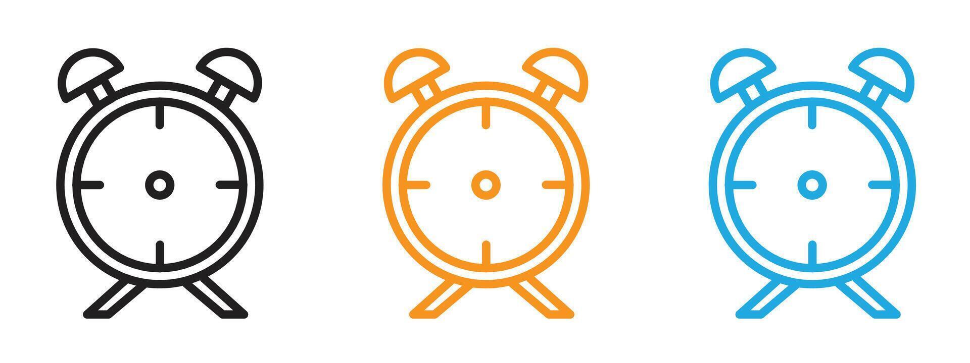 Alarm clock icon Thin line illustration set vector