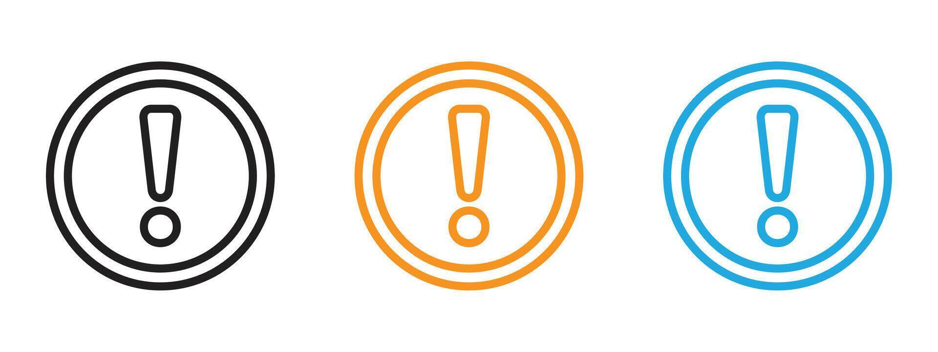 Alarm exclamation icon Thin line illustration set vector