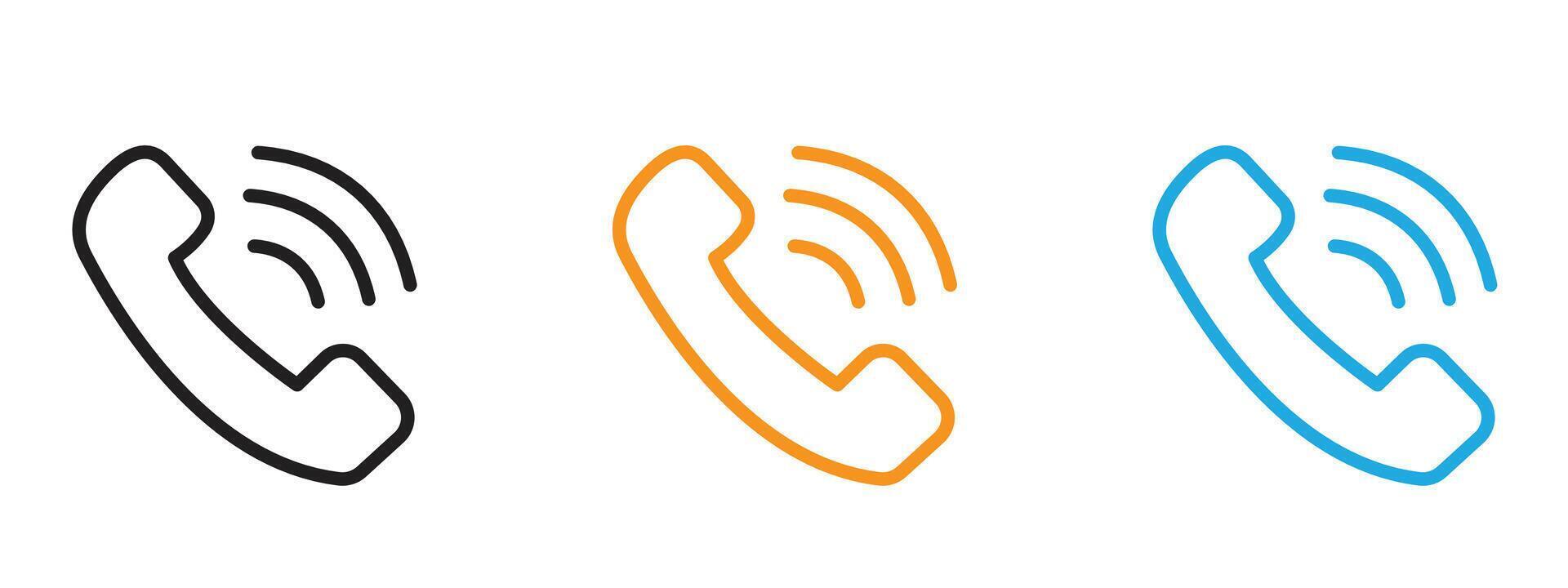 Phone call icon Thin line illustration set vector