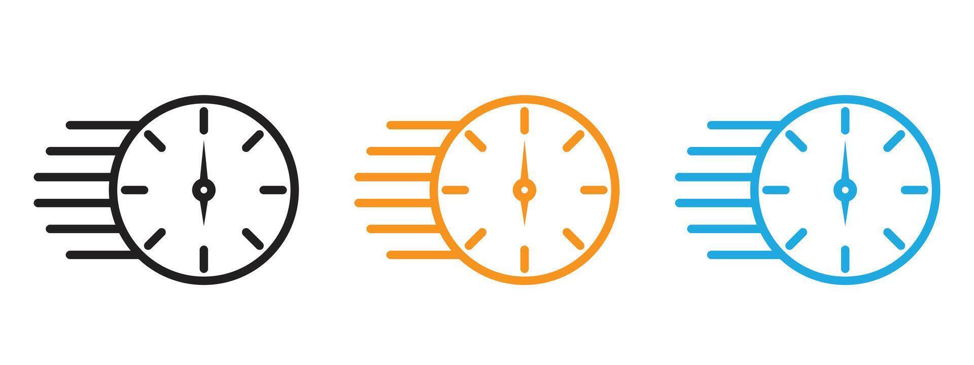 Time fast icon Thin line illustration set vector