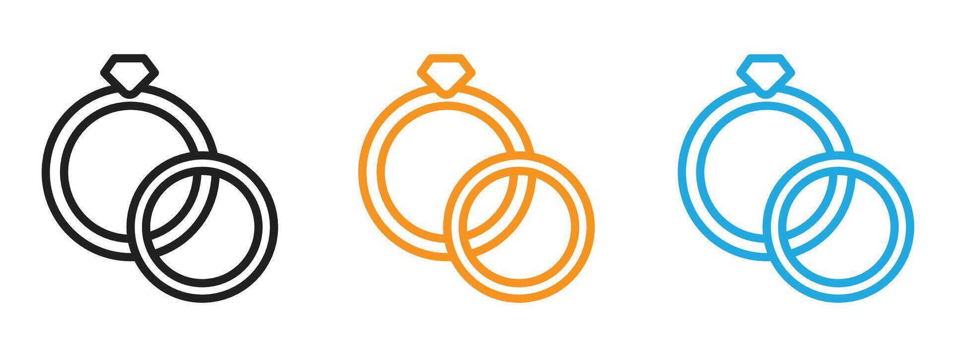 Ring icon Thin line illustration set vector