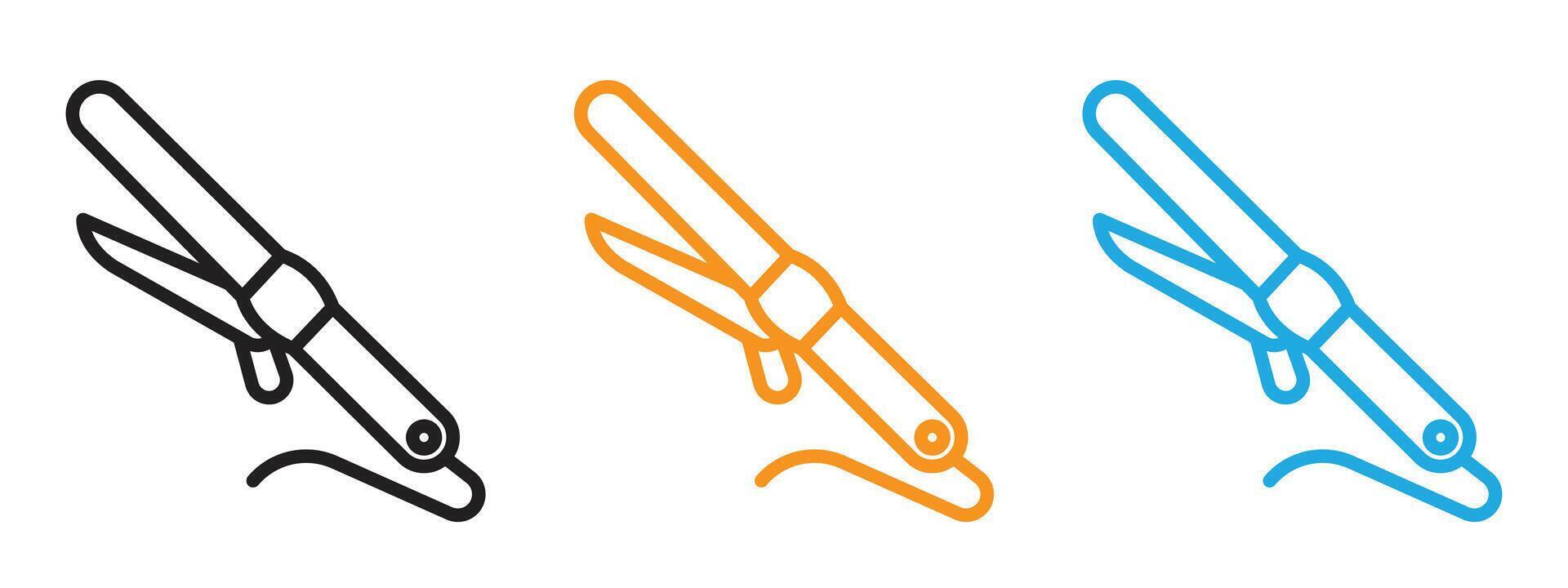 Hair curler icon Thin line illustration set vector
