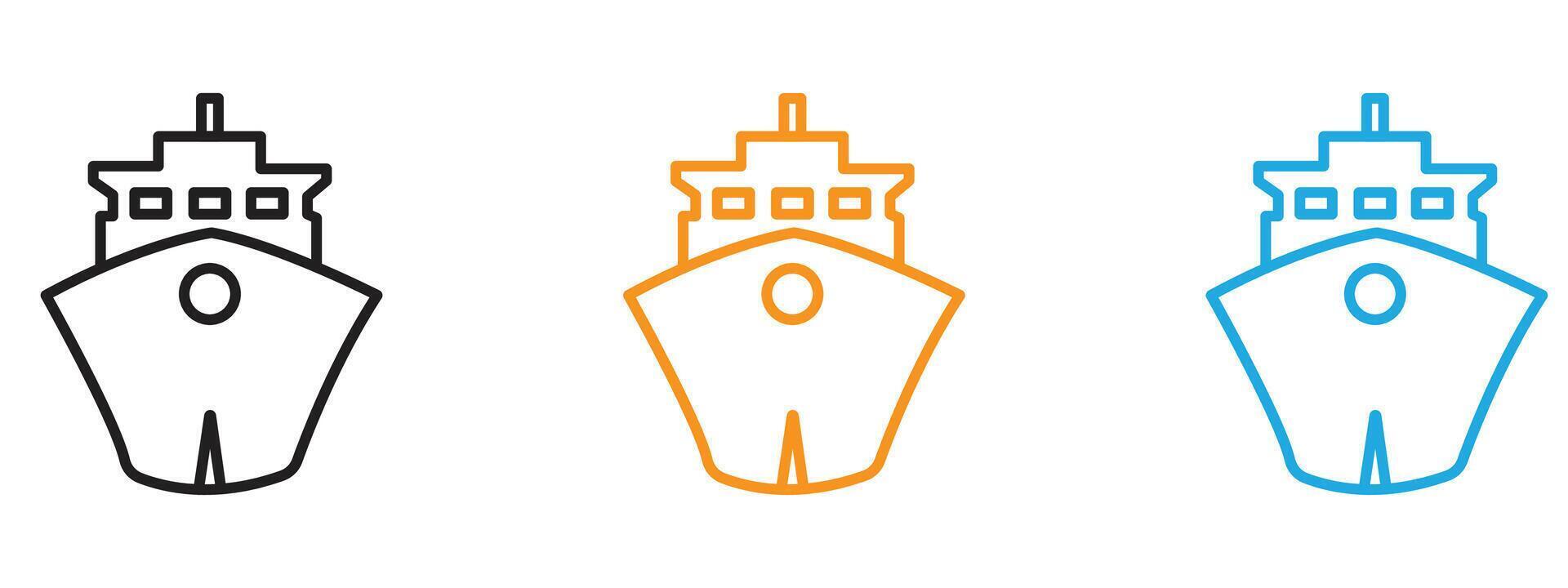 Ship icon Thin line illustration set vector