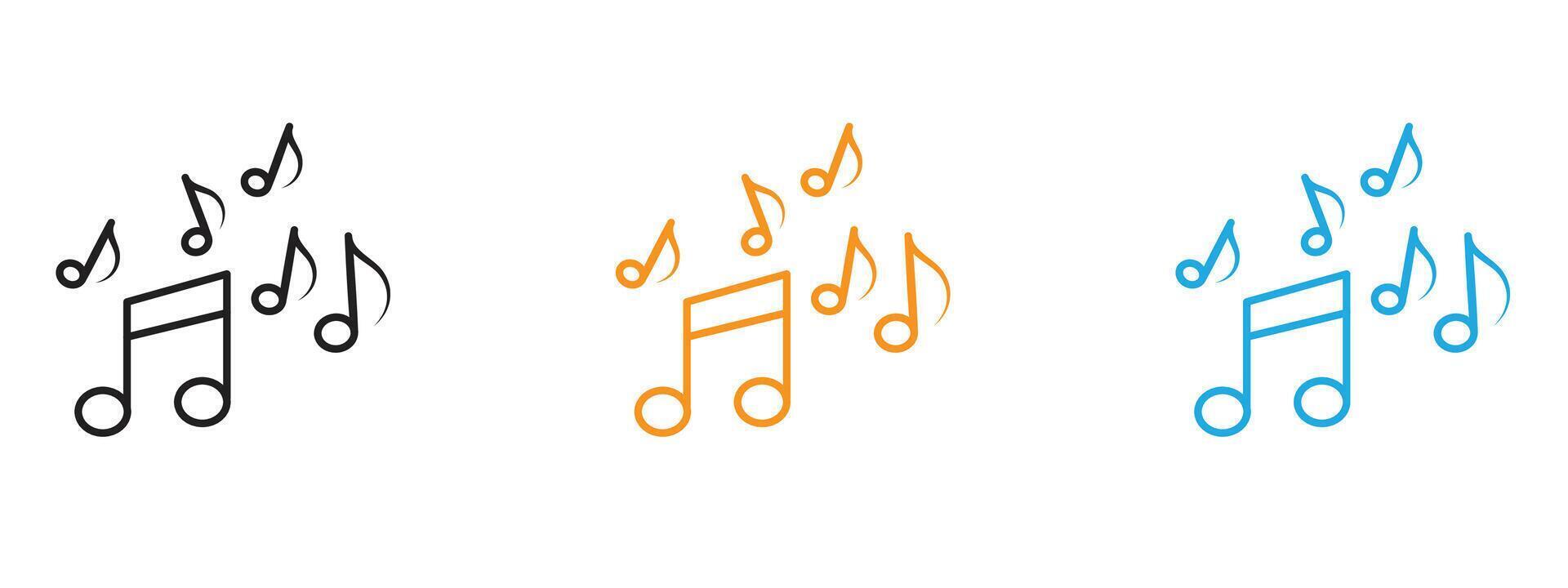 Music note icon Thin line illustration set vector