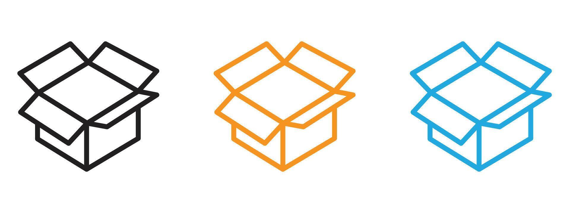 Open box icon Thin line illustration set vector