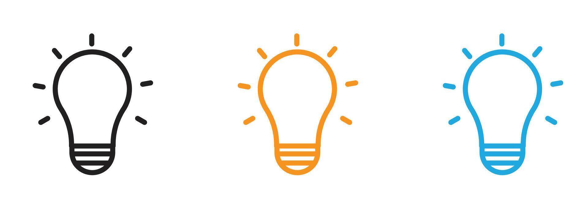 Lightbulb icon Thin line illustration set vector