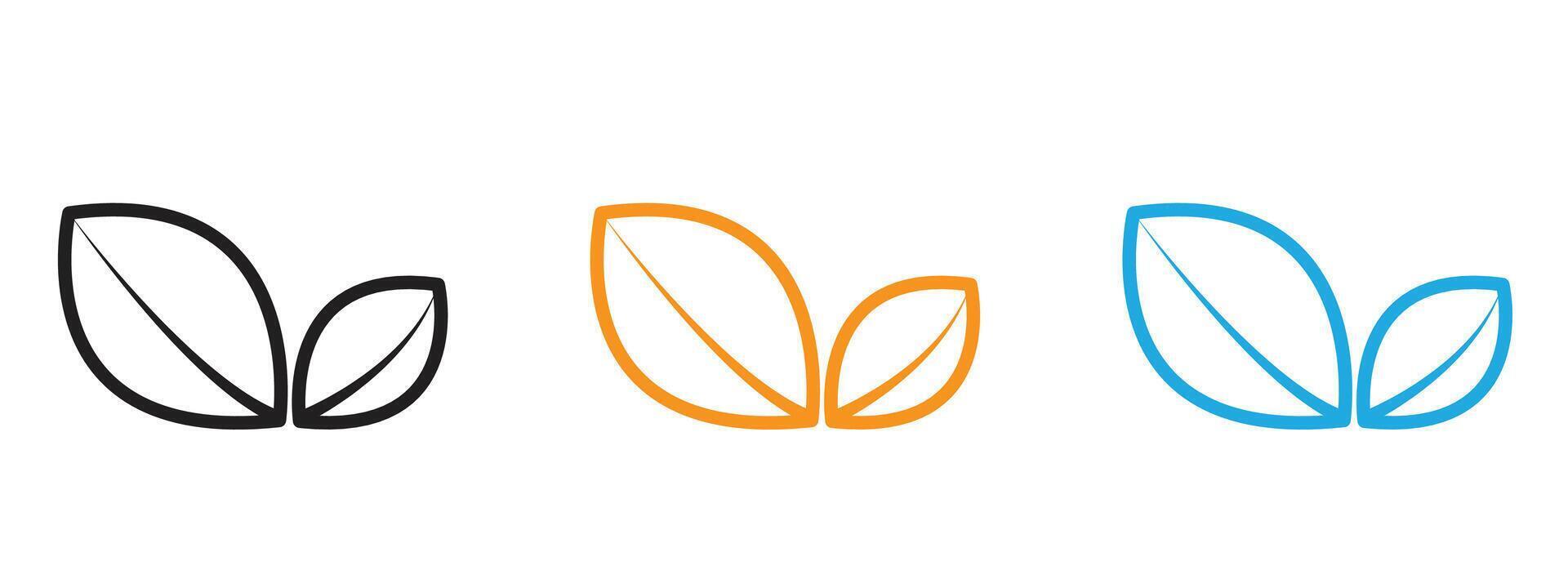 Leaf icon Thin line illustration set vector
