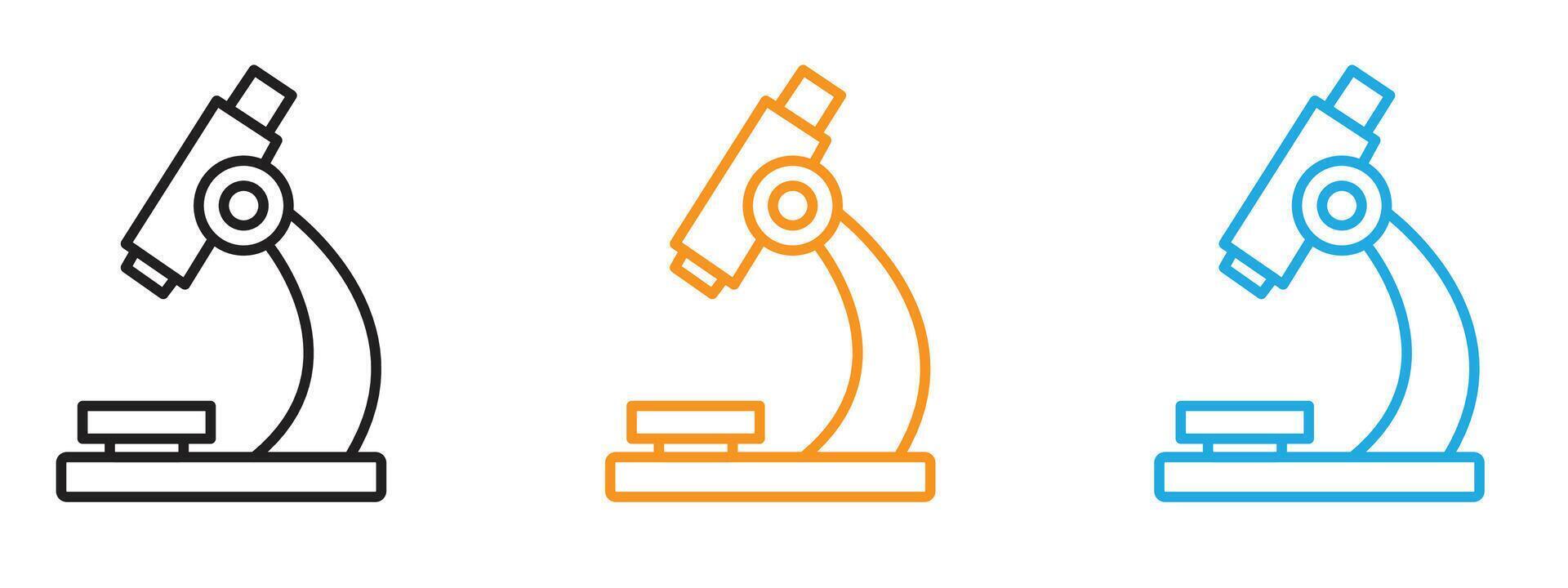 Microscope Icon Thin line illustration set vector