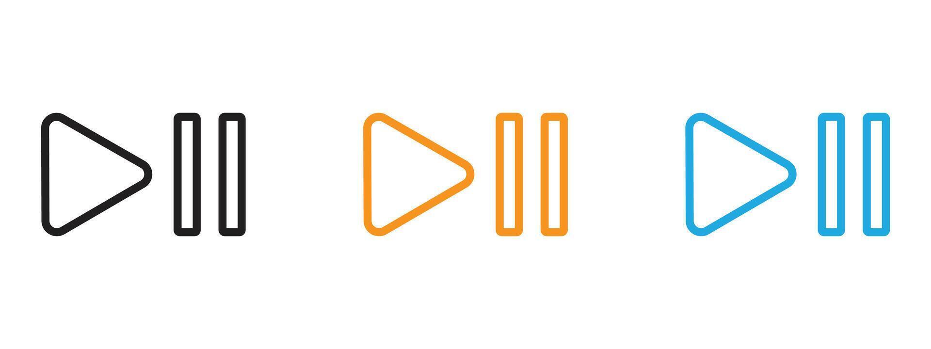 Play pause icon Thin line illustration set vector