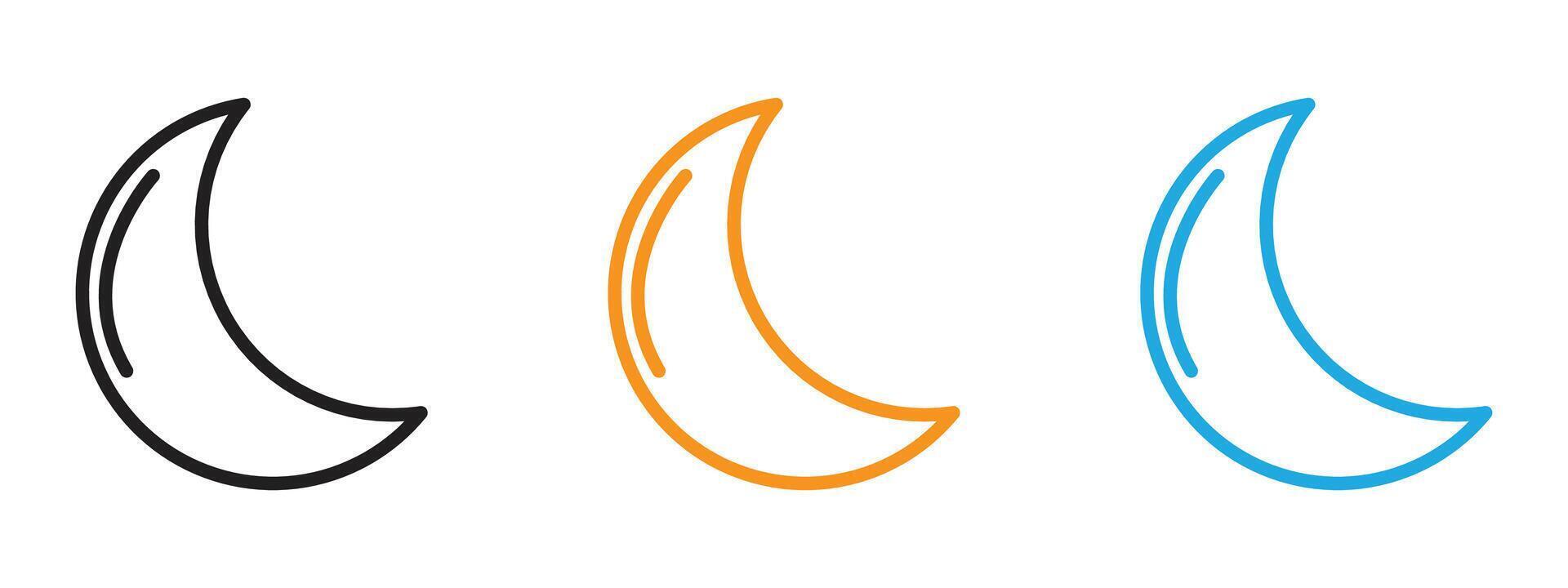 Moon icon Thin line illustration set vector