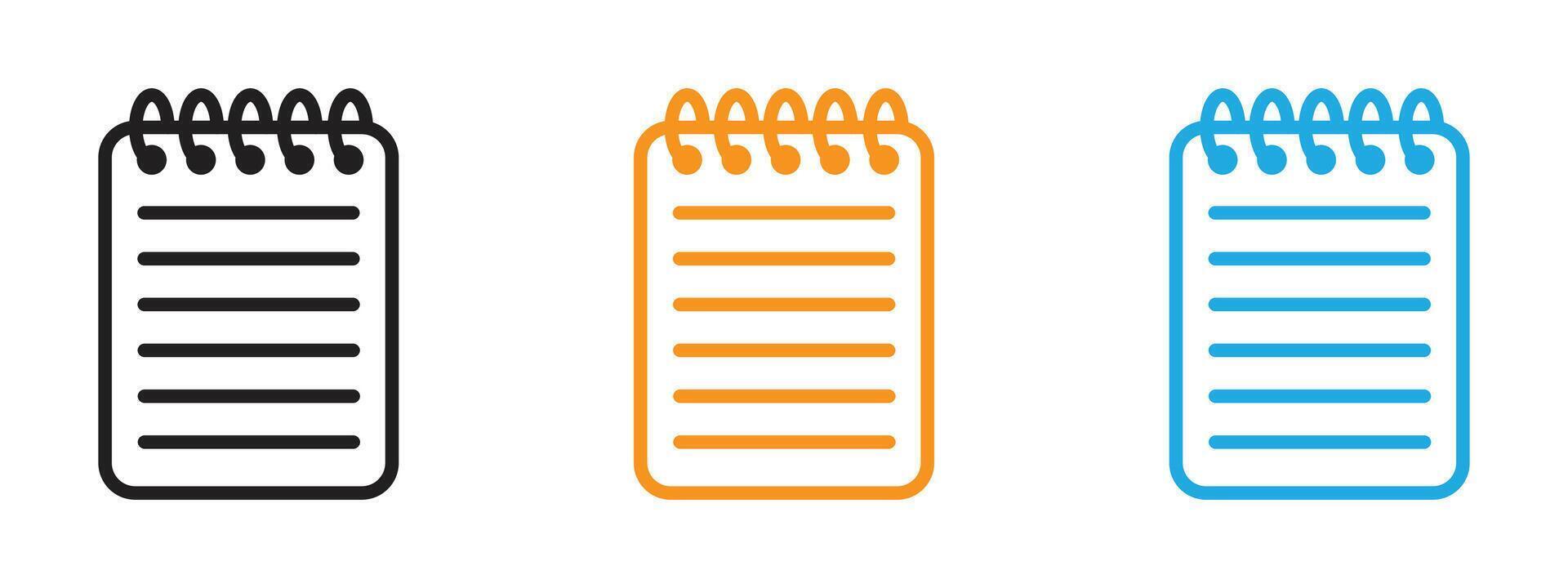 Notepad icon Thin line illustration set vector