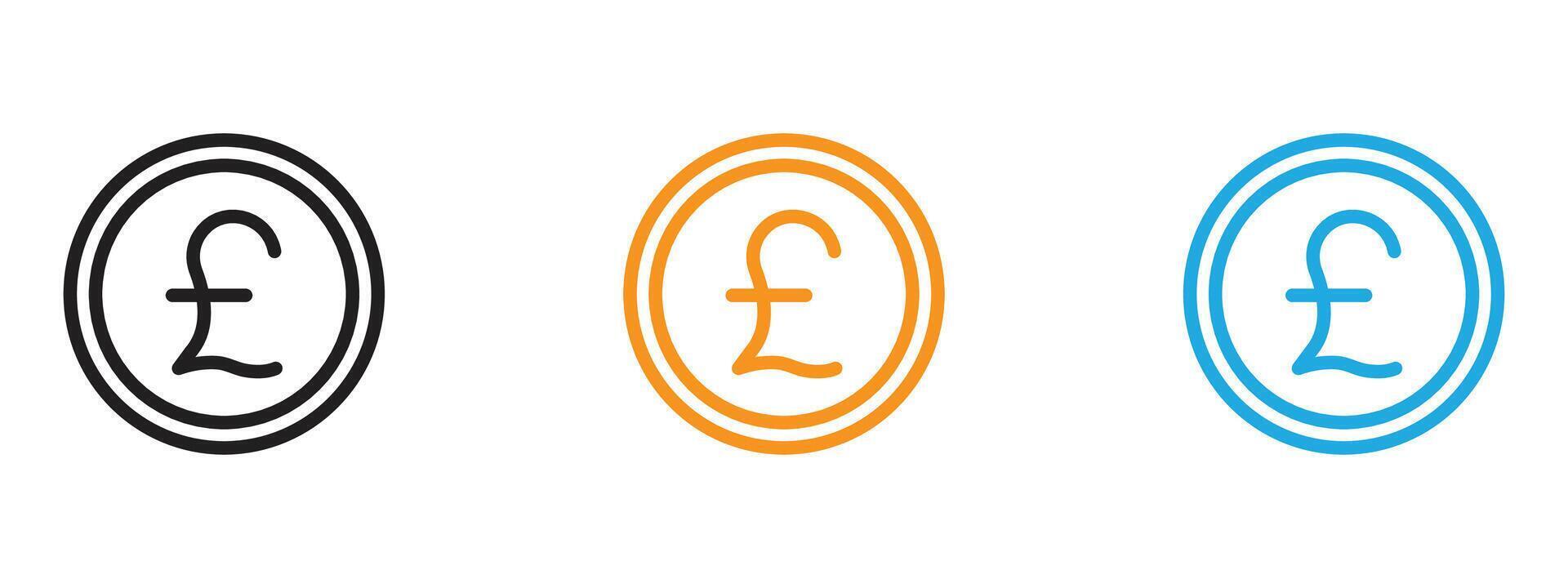 Pound Icon Thin line illustration set vector