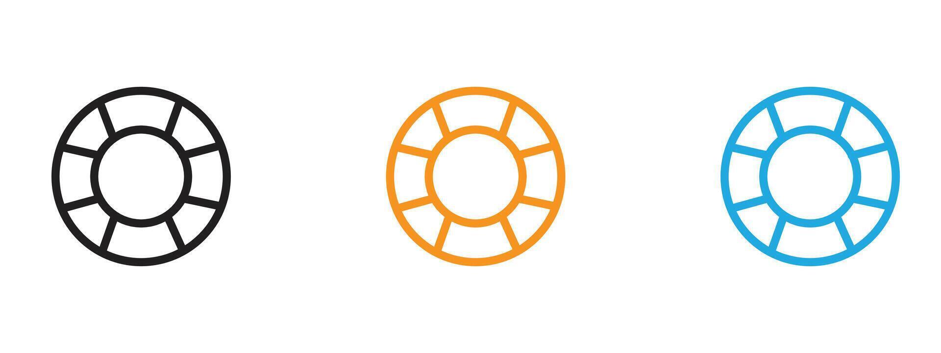 Life buoy icon Thin line illustration set vector