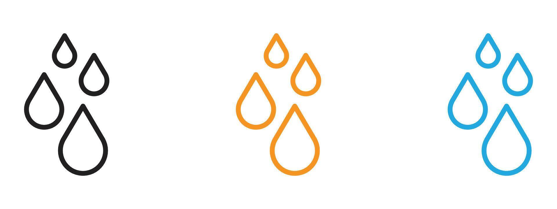 Raindrops icon Thin line illustration set vector