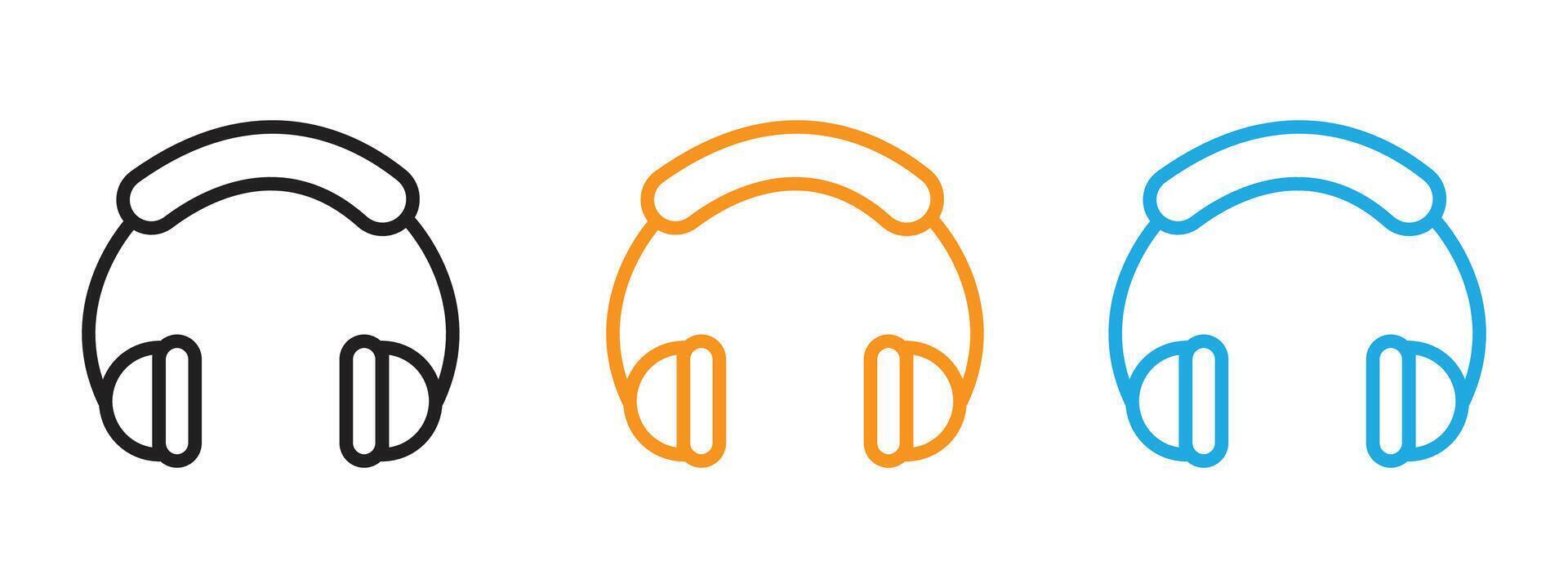 Headset icon Thin line illustration set vector
