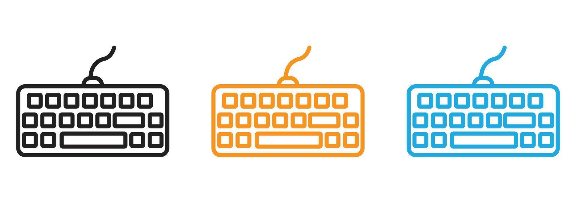 Keyboard icon Thin line illustration set vector