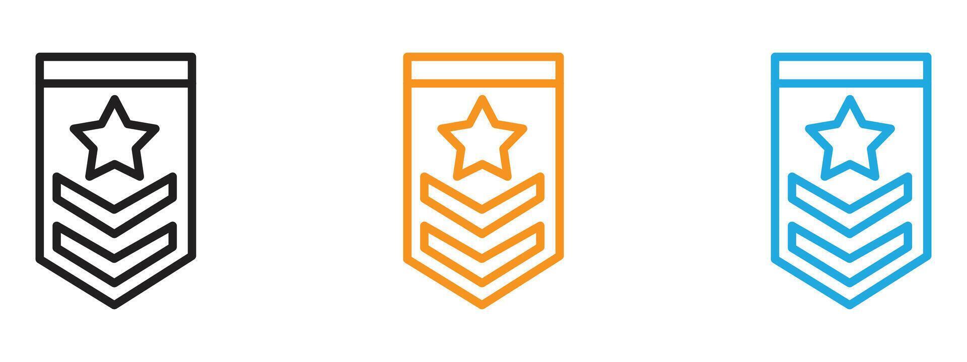 Military rank badge icon Thin line illustration set vector