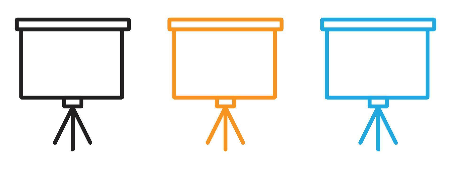 Presentation board icon Thin line illustration set vector