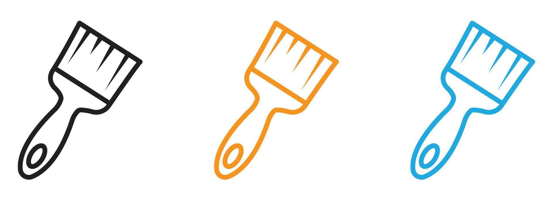 Paint brush icon Thin line illustration set vector