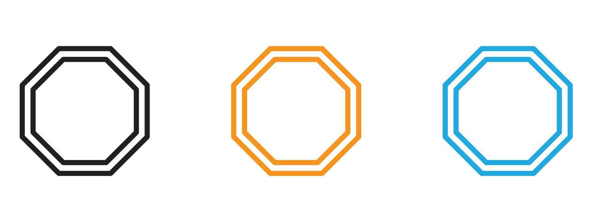 Octagon icon Thin line illustration set vector