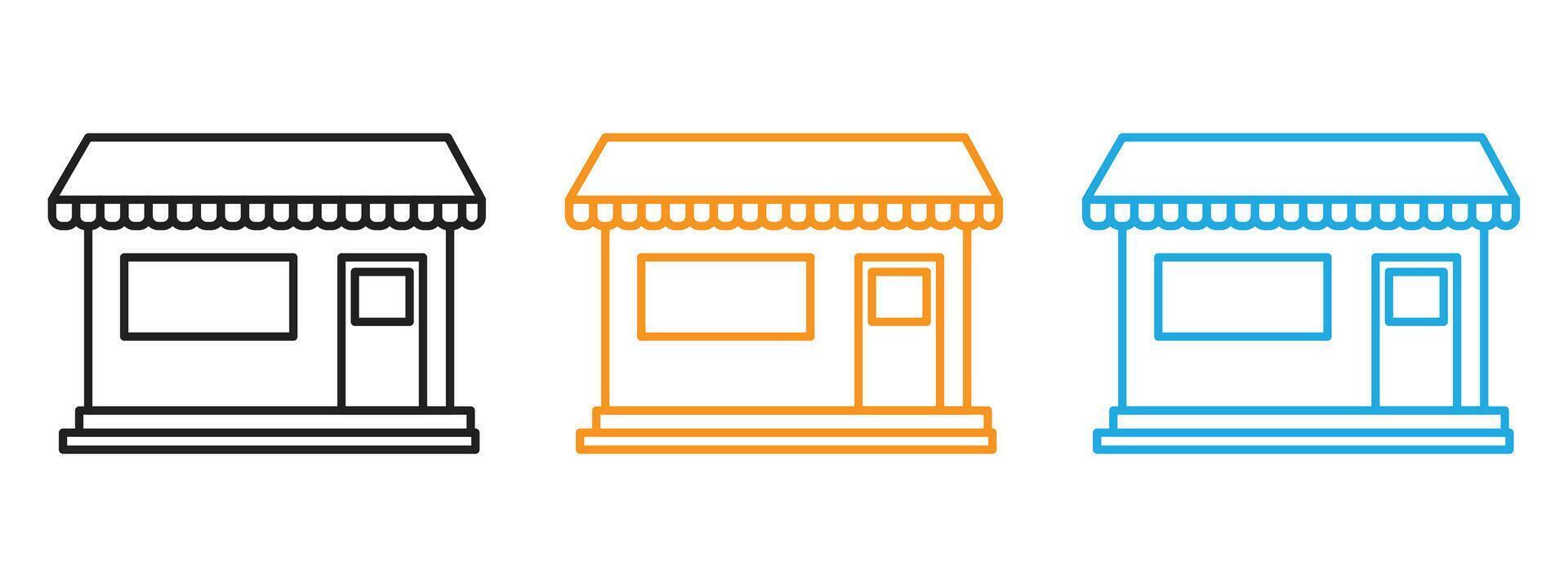 Local store icon Thin line illustration set vector