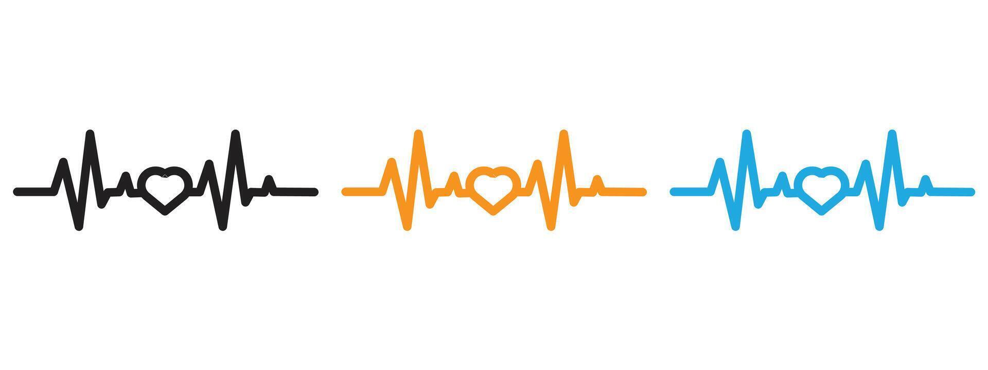 Heartbeat icon Thin line illustration set vector