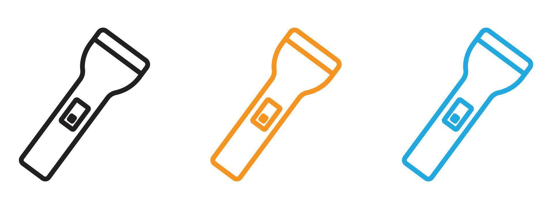 Flashlight icon Thin line illustration set vector