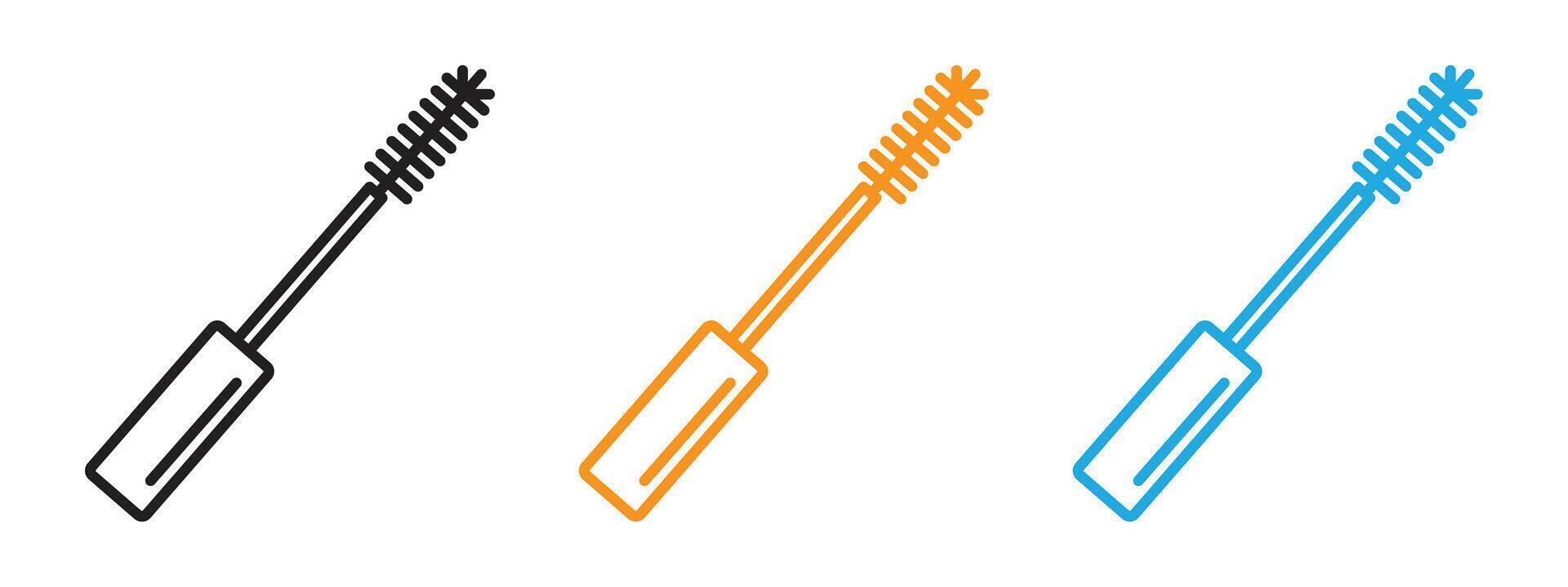 Mascara brush icon Thin line illustration set vector