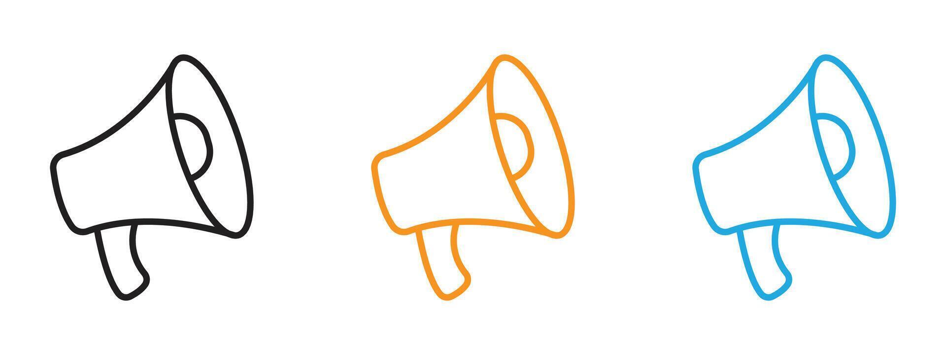 Megaphone icon Thin line illustration set vector