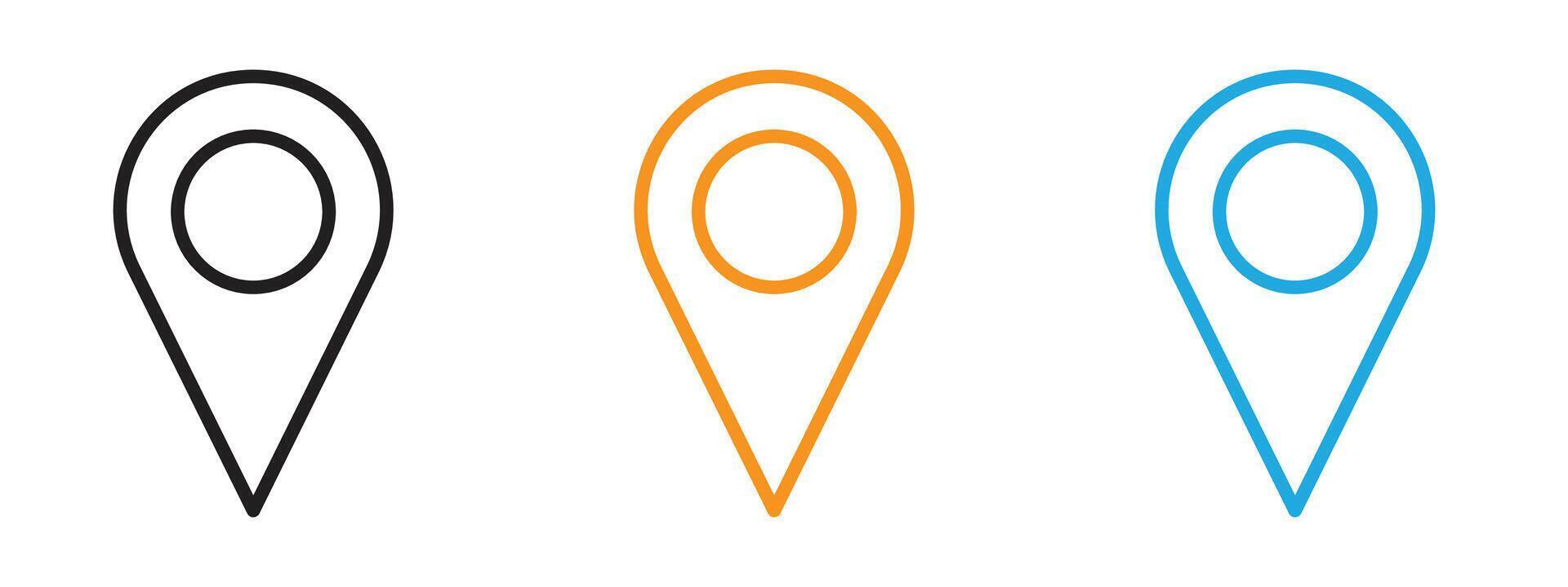 Map pin icon Thin line illustration set vector