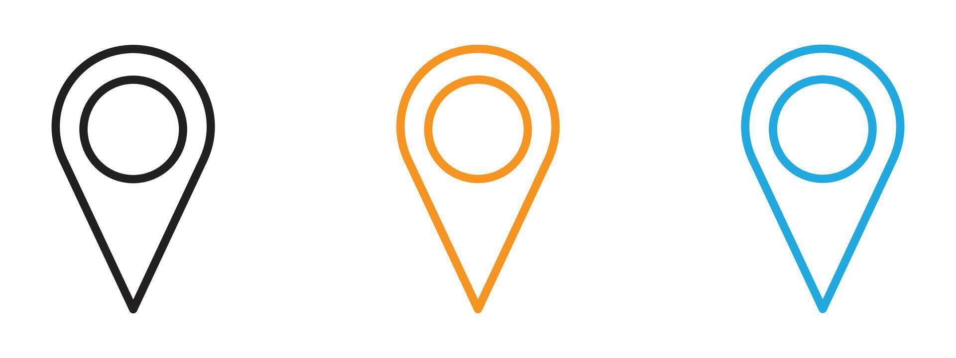 Map marker icon Thin line illustration set vector