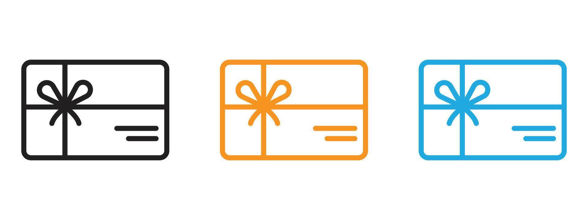 Gift card icon Thin line illustration set vector