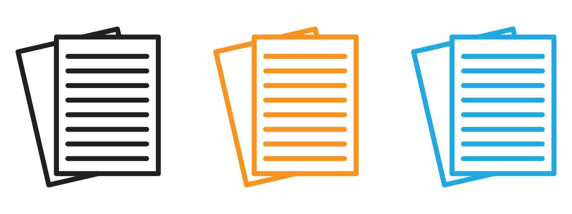 Documents icon Thin line illustration set vector