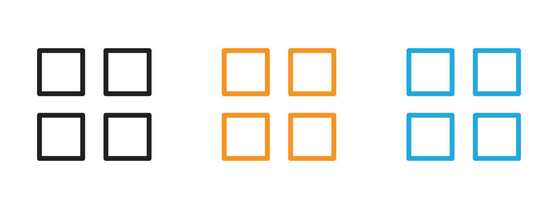 Grid view icon Thin line illustration set vector