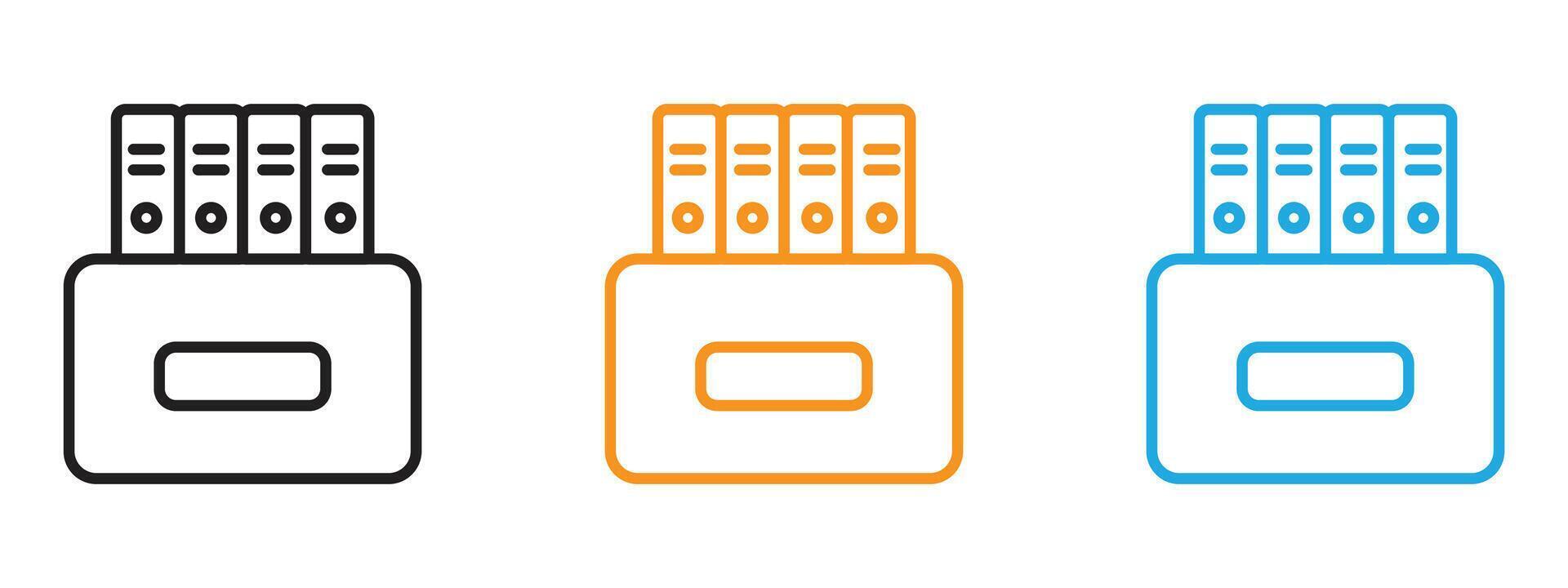 Folder box icon Thin line illustration set vector
