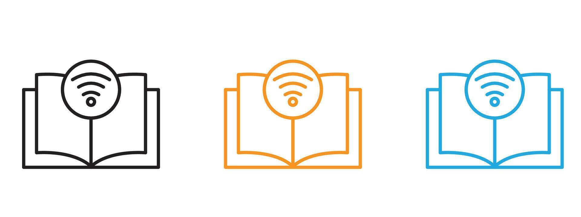 E learning icon Thin line illustration set vector