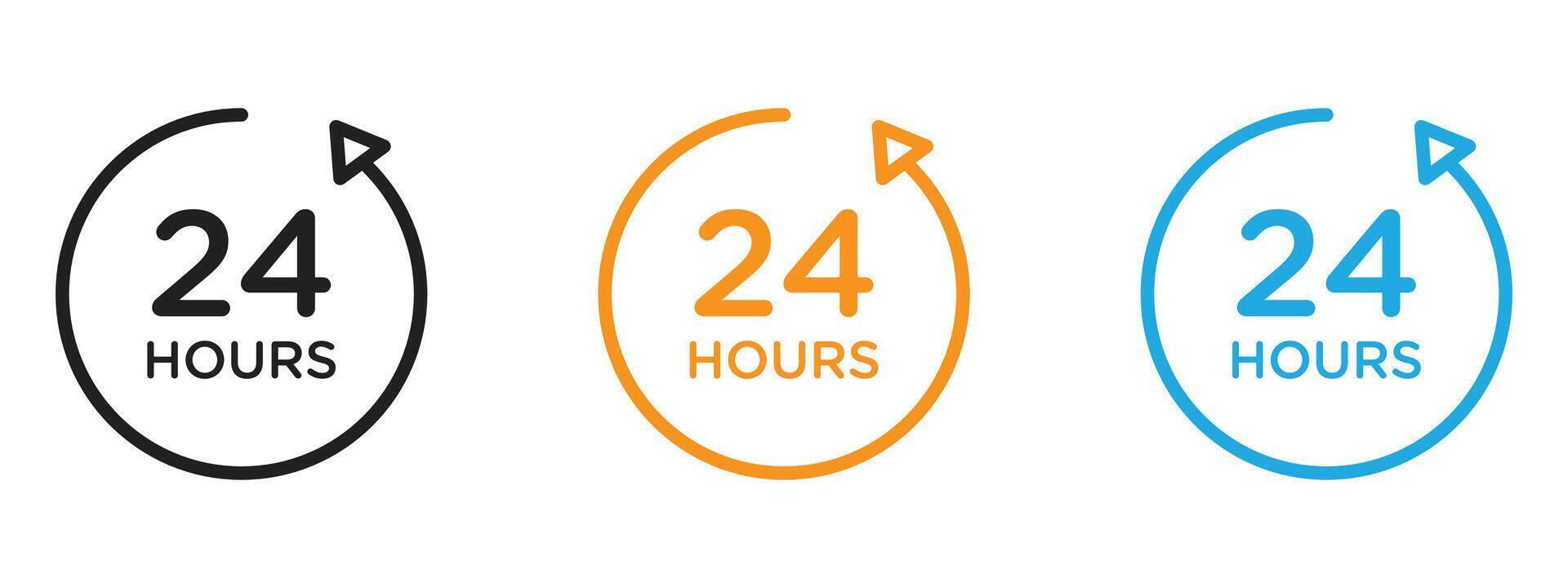 24 hours icon Thin line illustration set vector