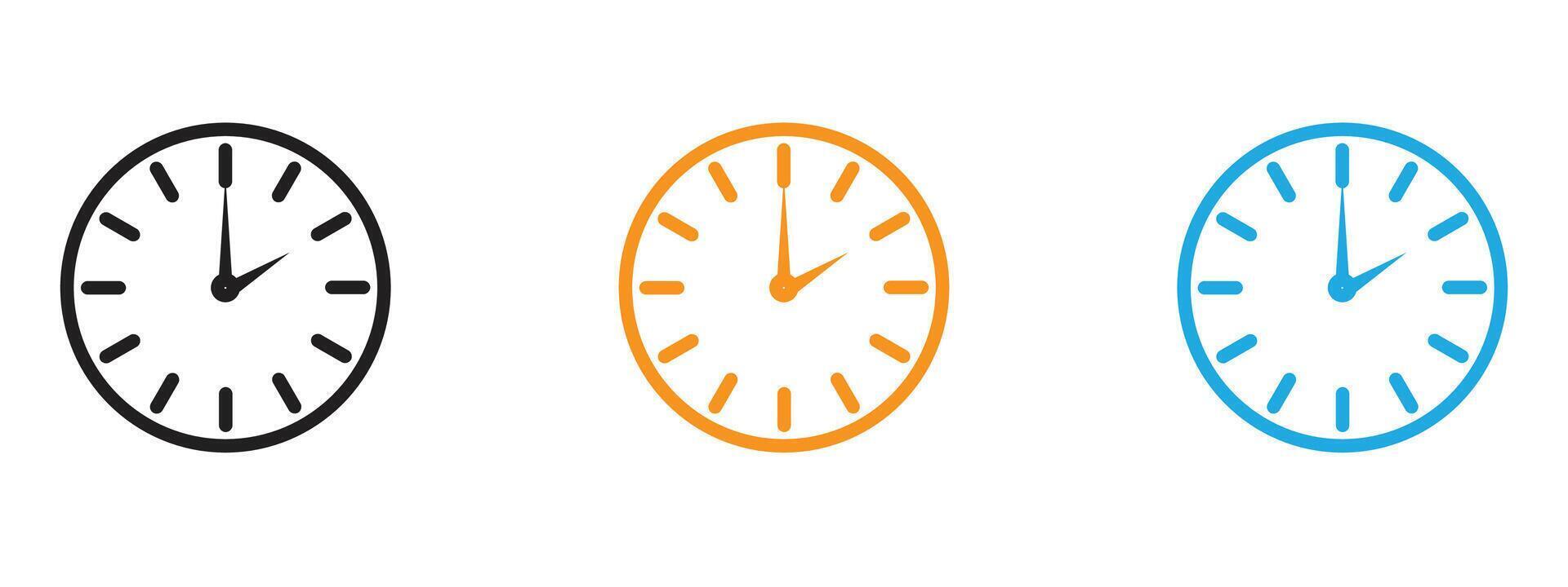 Clock two icon Thin line illustration set vector
