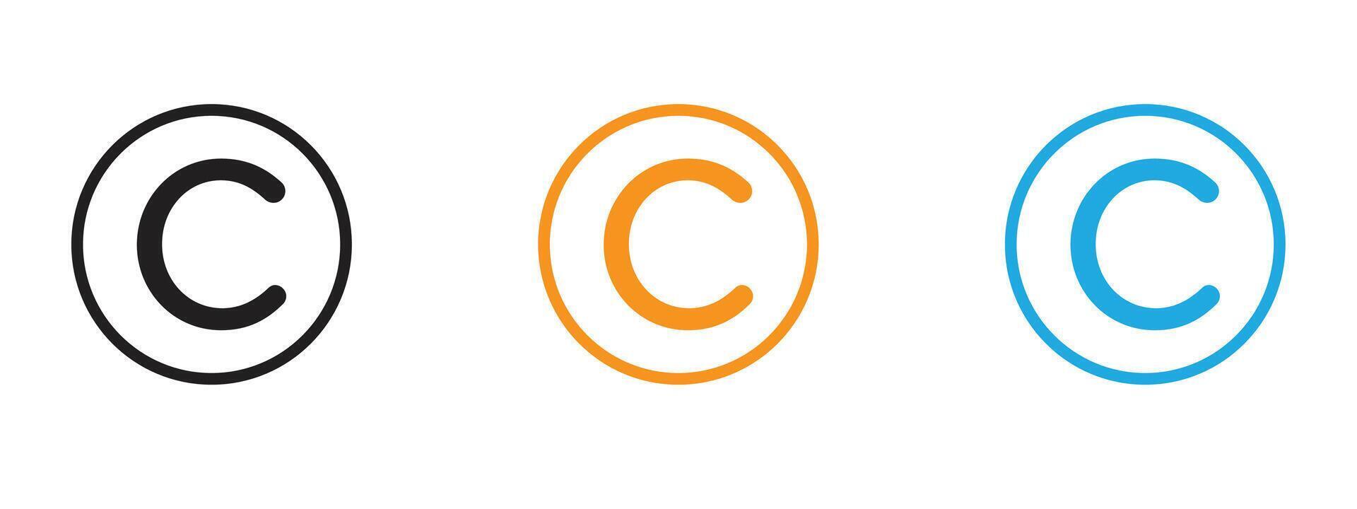 Copyright icon Thin line illustration set vector