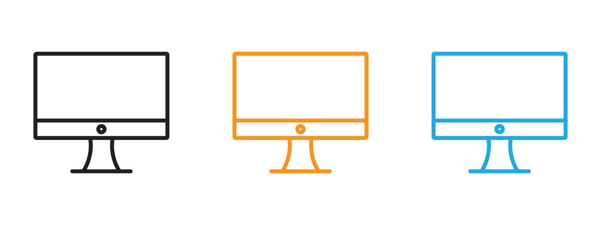 Computer Screen icon Thin line illustration set vector