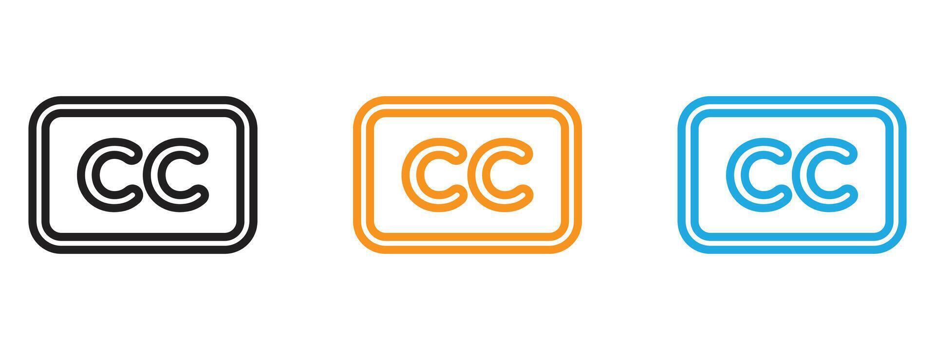 Closed caption icon Thin line illustration set vector
