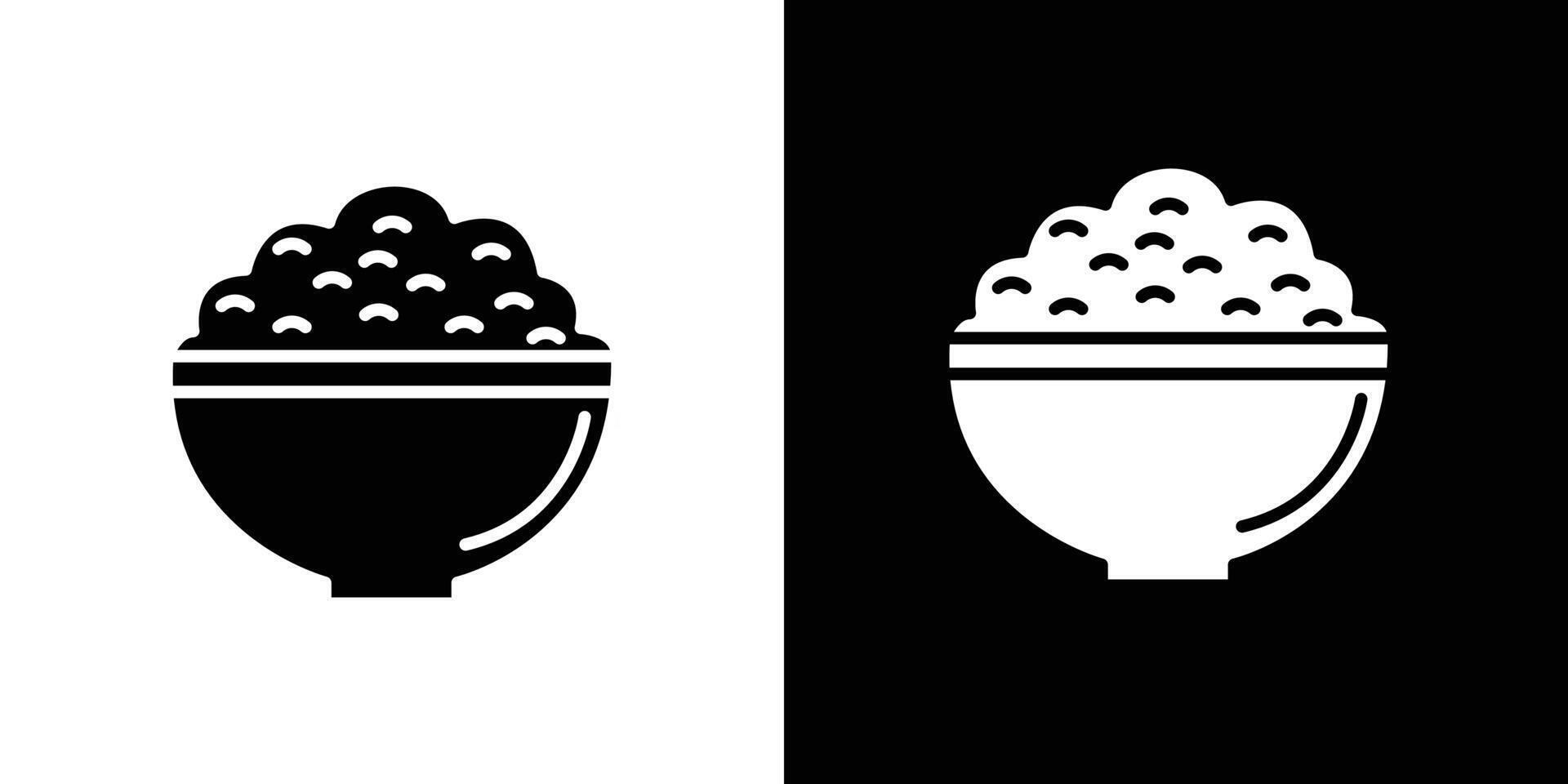 Rice bowl icon Isolated flat in outline vector