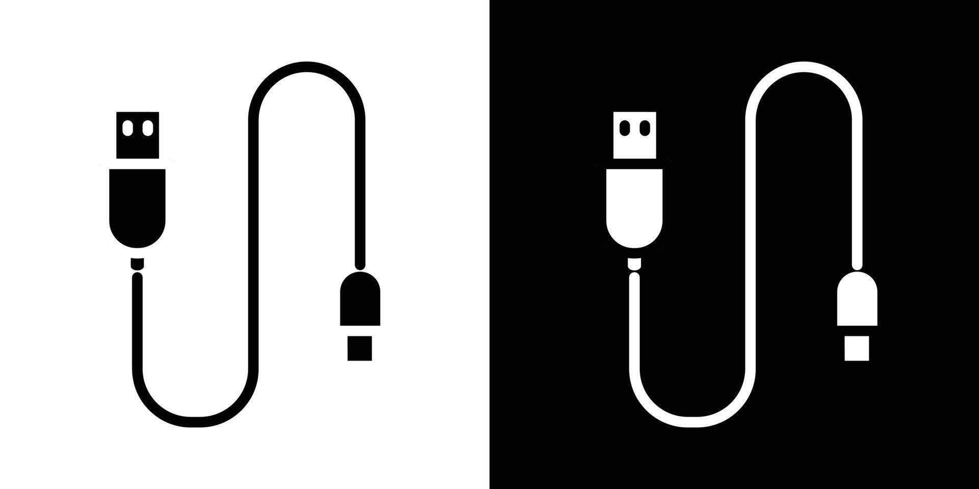 USB cable icon Isolated flat in outline vector