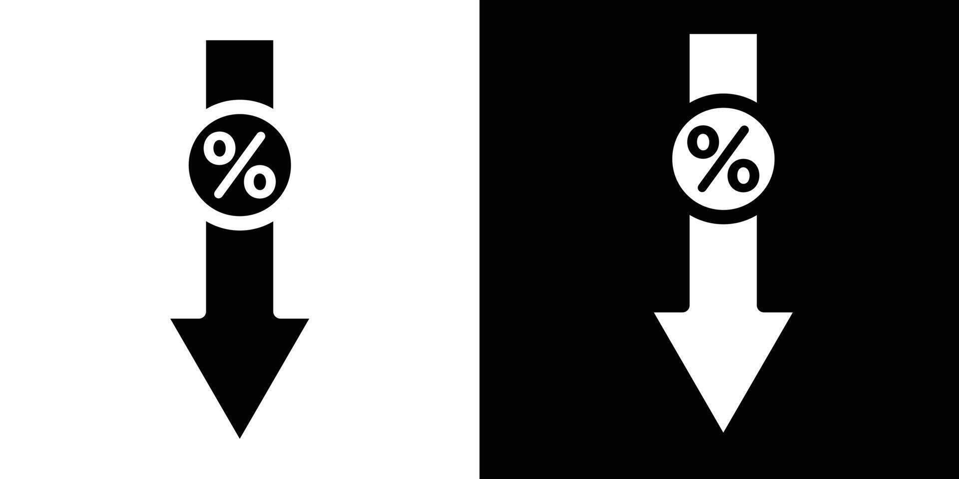 Percent down icon Isolated flat in outline vector