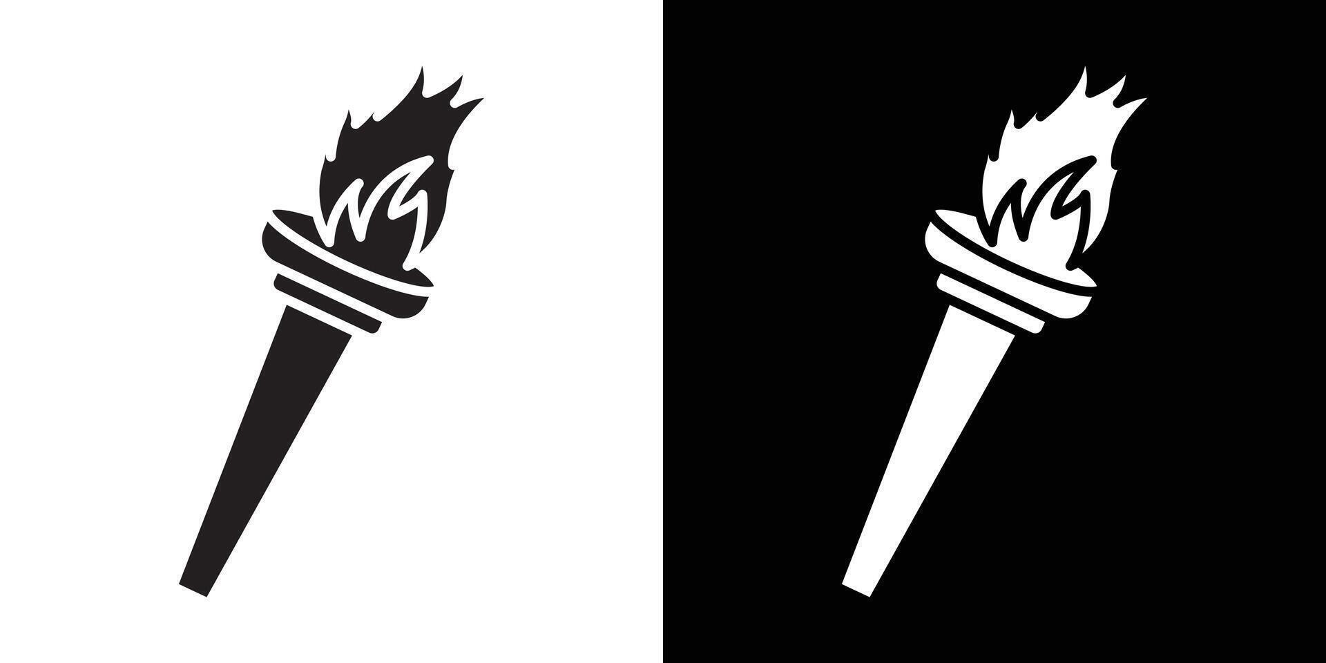Torch flame icon Thin line flat illustration vector