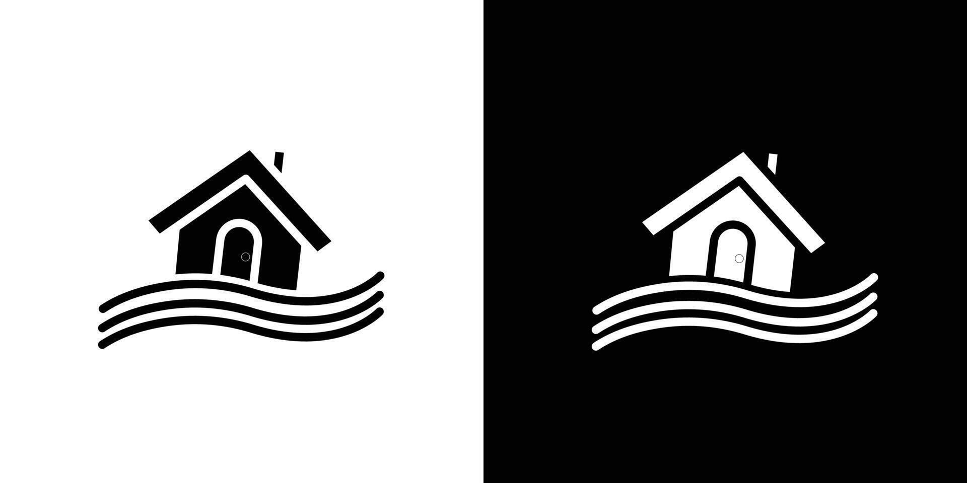 Flooded house icon Isolated flat in outline vector