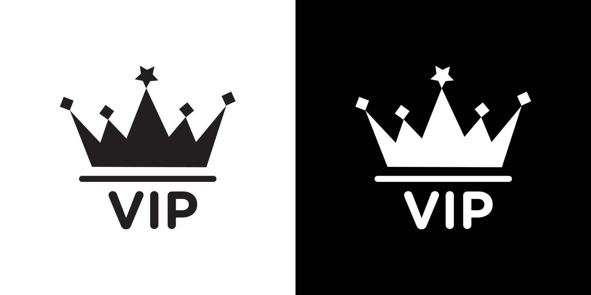 Vip text with crown icon Thin line flat illustration vector