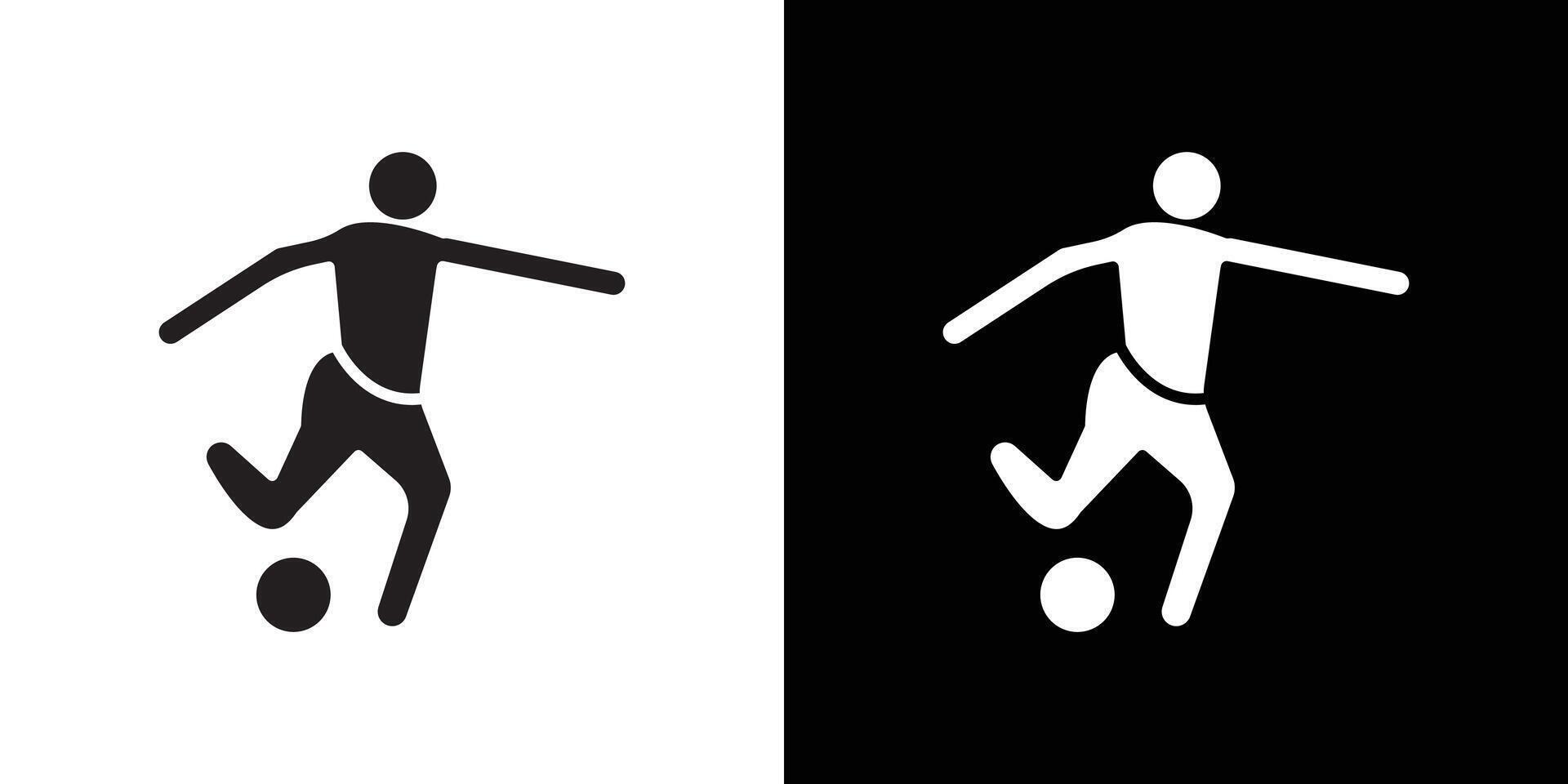 Soccer player with ball icon Thin line flat illustration vector