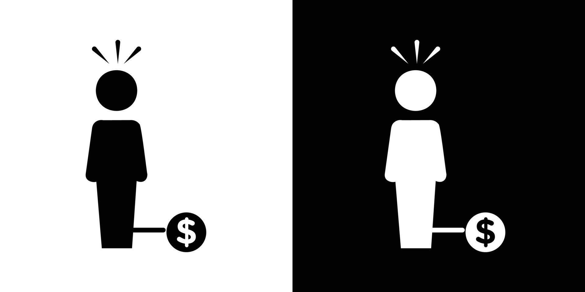 Man with debt icon Isolated flat in outline vector